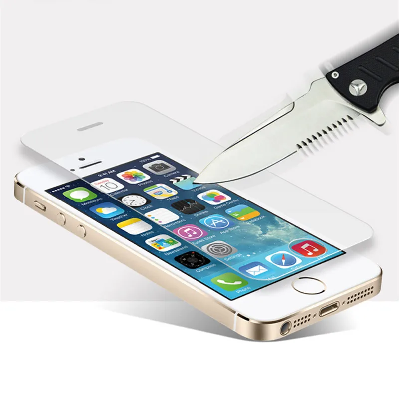 Закаленное стекло для iphone 5s Защитная пленка для экрана 9H твердость Взрывозащищенная пленка для задней панели из углеродного волокна с защитой от отпечатков пальцев для 5s SE