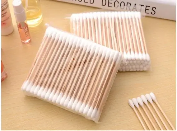

100pcs/Pack Women Beauty Makeup 100% Cotton Swab Cotton Buds Make Up Double-head Wood Sticks Ears Cleaning Cosmetics Health Care