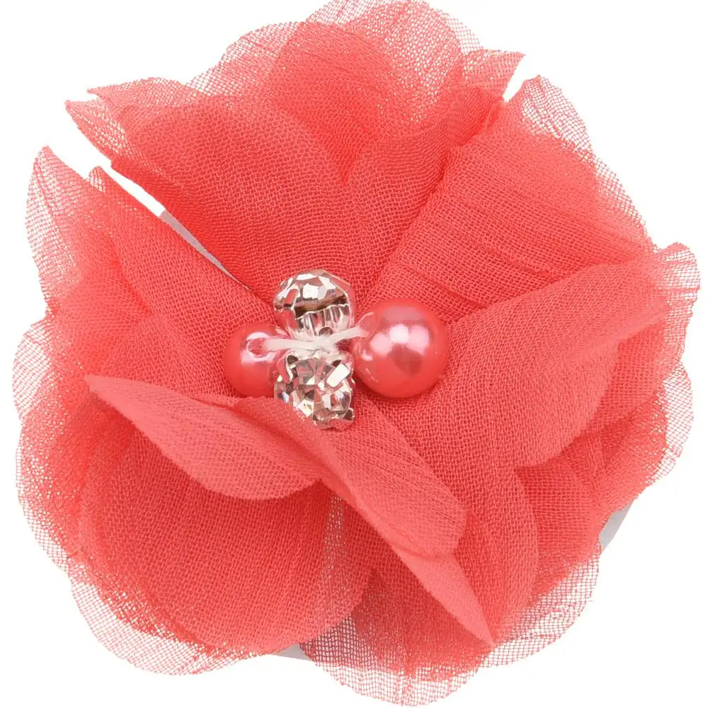 100 шт. Pearl Шифоновый Цветок для волос аксессуары DIY Цветы для повязка для волос ручной работы цветок без заколку для волос Hairbow - Цвет: Watermelon