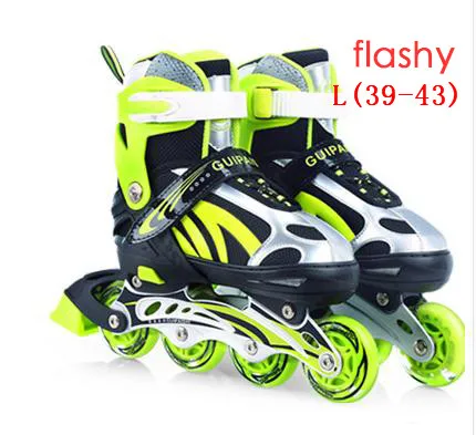 Flashy Green L Профессиональные мягкие мигающие роликовые коньки 8 колес освещенные роликовые коньки обувь для детей Открытый Fingure катание - Цвет: Flashy Green L