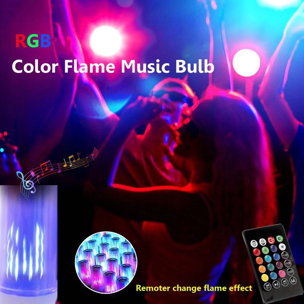 Смарт-8 Вт E27 светодиодная rgb-лампа Беспроводной Bluetooth Динамик музыкального проигрывателя, аудио с регулируемой яркостью света лампа с 24 клавишами дистанционного Управление