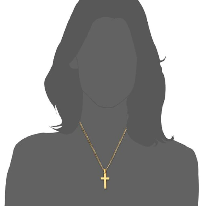 Мужская цепочка с подвеской крестом кулон золотого цвета из нержавеющей стали