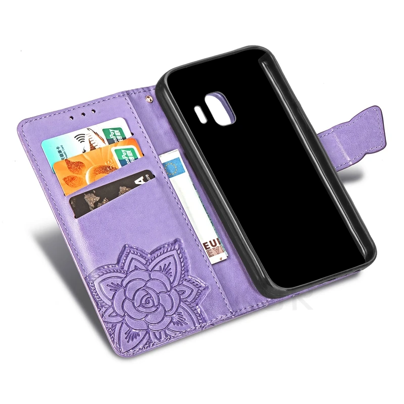Кожаный чехол-книжка с 3D изображением бабочки для Samsung Galaxy J2 Core 2018 чехол-бумажник