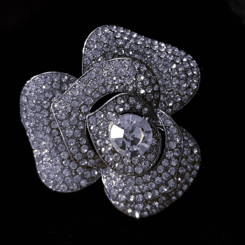 Искрообразование микро проложить CZ слоистых лепесток розы цветок Брошки