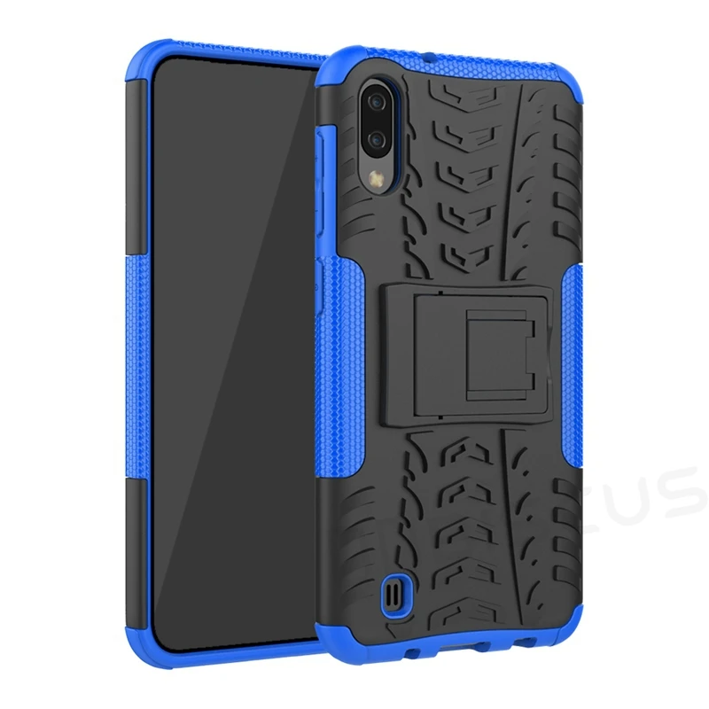 Blue Чехол для samsung Galaxy A10, жесткий пластиковый мягкий силиконовый гибридный Чехол-Броня с подставкой из поликарбоната+ ТПУ для samsung A10 A 10 SM-A105F/DS Capa - Цвет: Blue