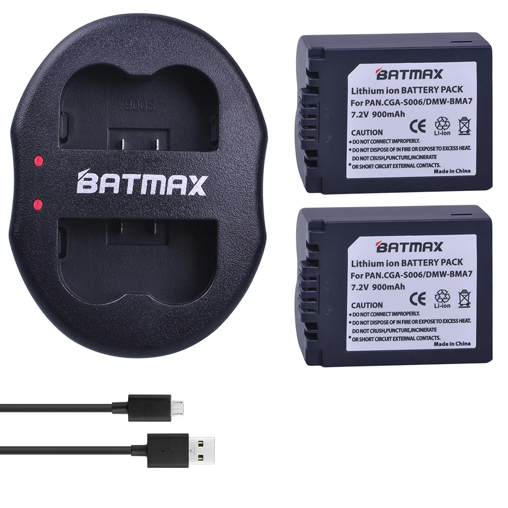 2x900 мА · ч CGA S006 DMW BMA7 S006A CGR S006E аккумулятор + двойное зарядное устройство USB для Panasonic