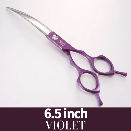 6.5 violet Fenice Профессиональный symetrical ручка красочные 6,5 дюймов собака изогнутые ножницы для ухода за животными - Цвет: 6.5 violet
