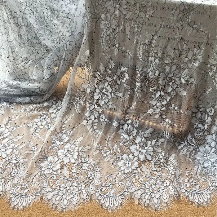 

150CM Width Noble Flower Eyelashes Lace Trim Lace Fabric Wedding Dress Fabric Decoration