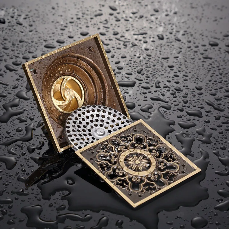 Бесплатная доставка античная латунная 4 &quotквадратная напольная дренажная