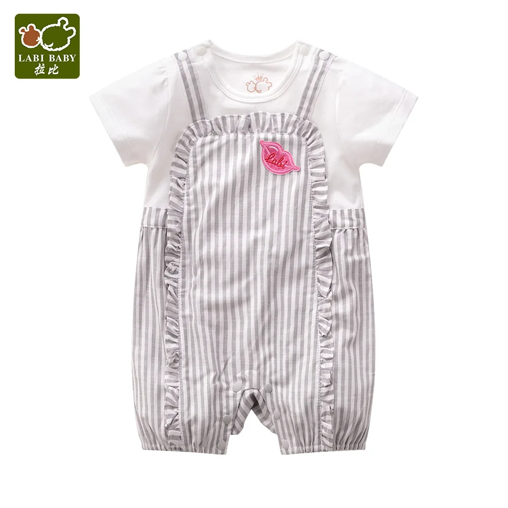 LABIBABY/комбинезон с коротким рукавом для маленьких девочек цельнокроеное