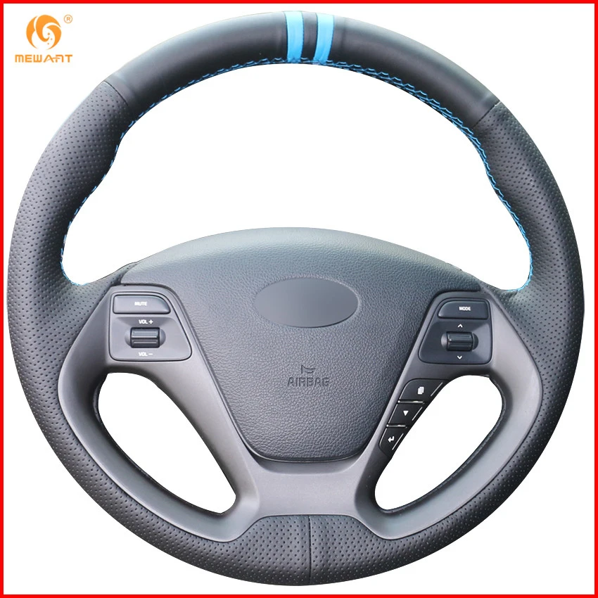 MEWANT черный кожаный руль автомобиля Обложка для Kia K3 2013 K2 Рио Kia Ceed Cee 'd 2012- Cerato 2013- аксессуары
