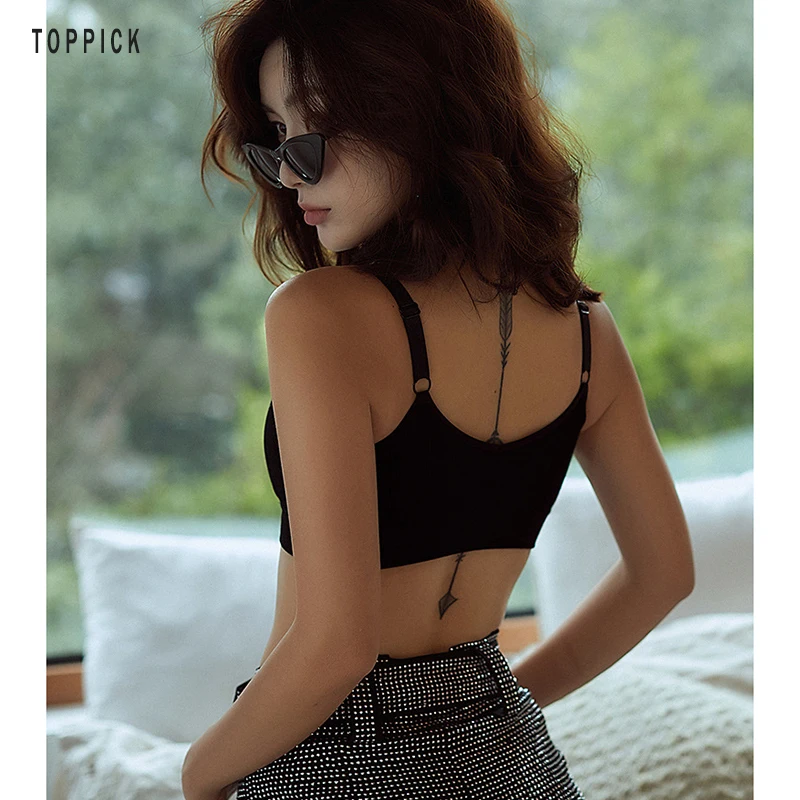 2019 New Women's Sport Vest Chest Pad Underwear Straps Seamless Solid Crop Top Without Steel Ring Ladies Camisoles Short | Женская