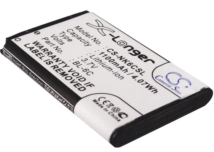 BL-6C аккумулятора Cameron Sino для Nokia 2115i, 2855,2875, 6012,6015, 6016i, 6019i, 6103,6152, 6155,6256, для Doro 330, для DIGIPO 506, V16