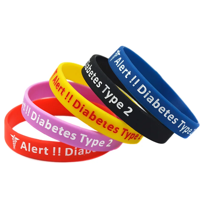 OBH 1 шт. Тип 2 Диабетическая Wristband силикона для чрезвычайных ситуаций взрослых