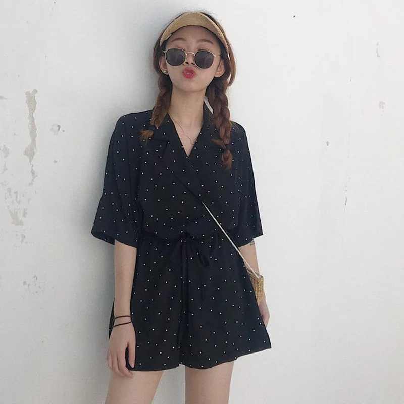 Mihoshop Ulzzang Корейская женская модная одежда брюки с v образным вырезом Свободный