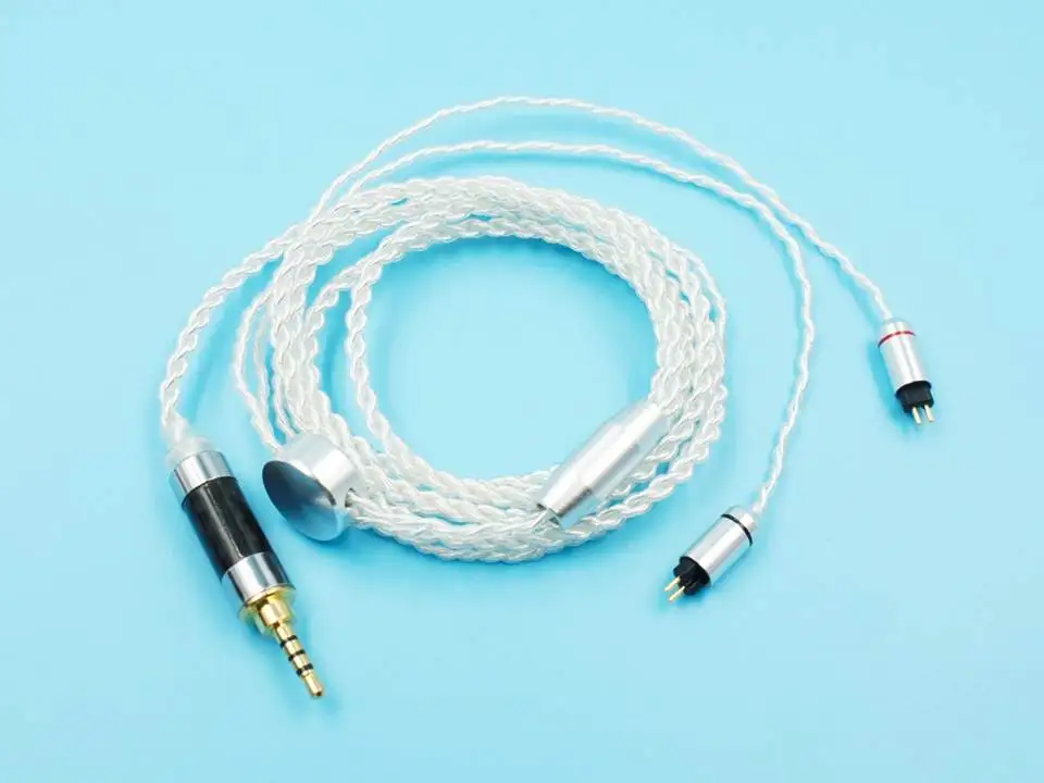2.5mm Balanced 2-pin MMCX/2pin 0,78 мм обеспечивает высокую точность воспроизведения звука 4 пряди 19 Core посеребренные наушников сменный кабель(3,5 мм аудио/2,5 мм 4,4 мм сбалансированный - Цвет: 2.5mm Balanced 2-pin