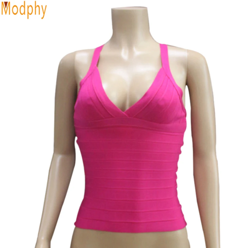 2018 женщин Эластичный Бинт Топ новый стиль глубоким v-образным вырезом сплошной