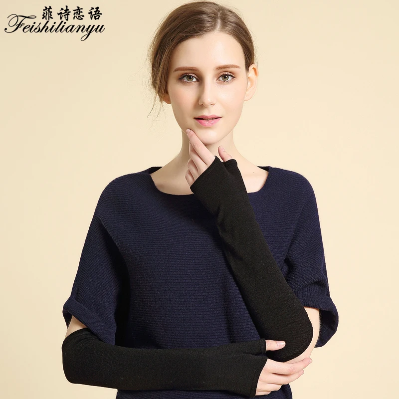 Женские теплые длинные перчатки 2018 г. Новая модная зимняя рукавица без пальцев