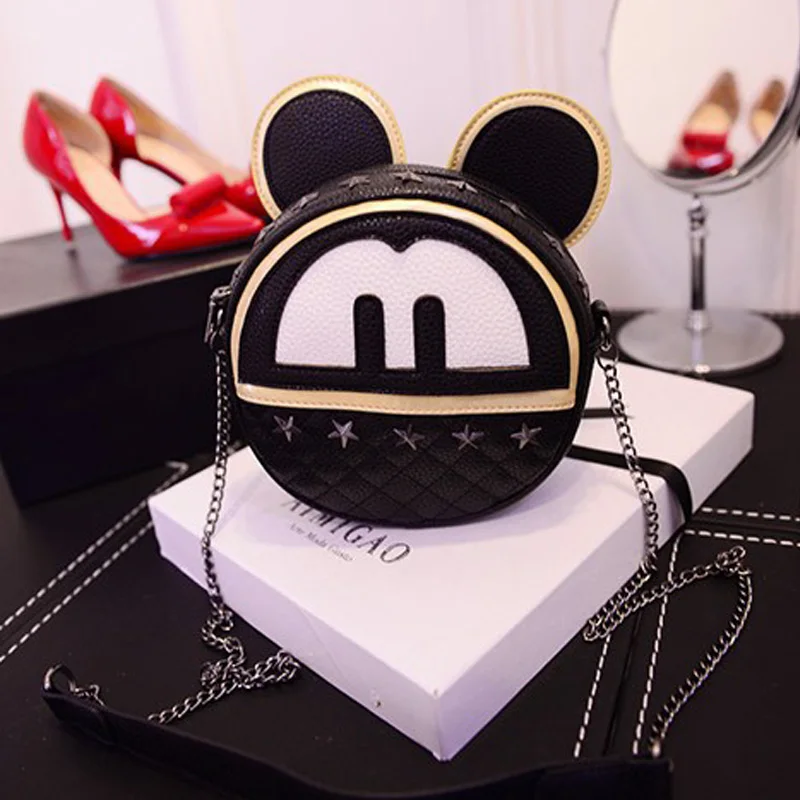 disney плюшевая сумка с Микки Маусом, модные женские сумки на молнии, Сумочка на плечо, круглые сумки через плечо для девочек, сумки для монет - Цвет: F
