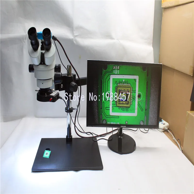 

Тринокулярный зум-микроскоп 3,5x ~ 90X, 16 МП, 1080 P, 60 кадров/с, HDMI, USB, видеокамера 25 см, рабочее расстояние, Контроль PCB