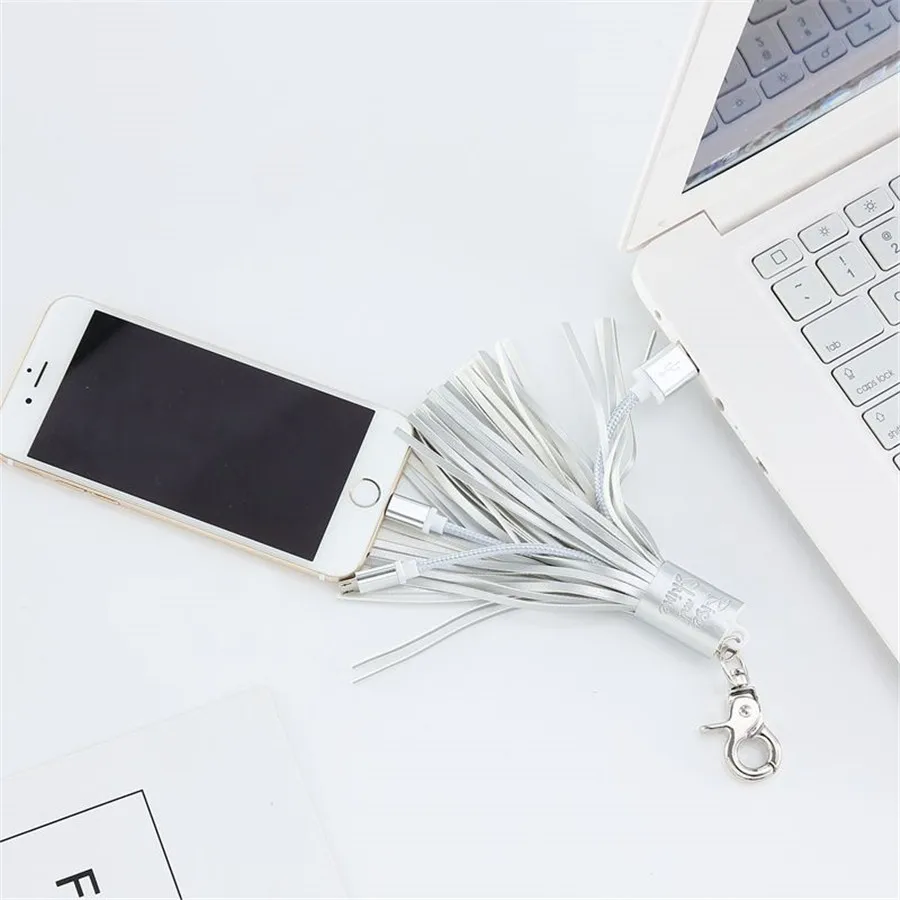 Многофункциональный USB плетеный шнур зарядное устройство сумка кулон кисточкой