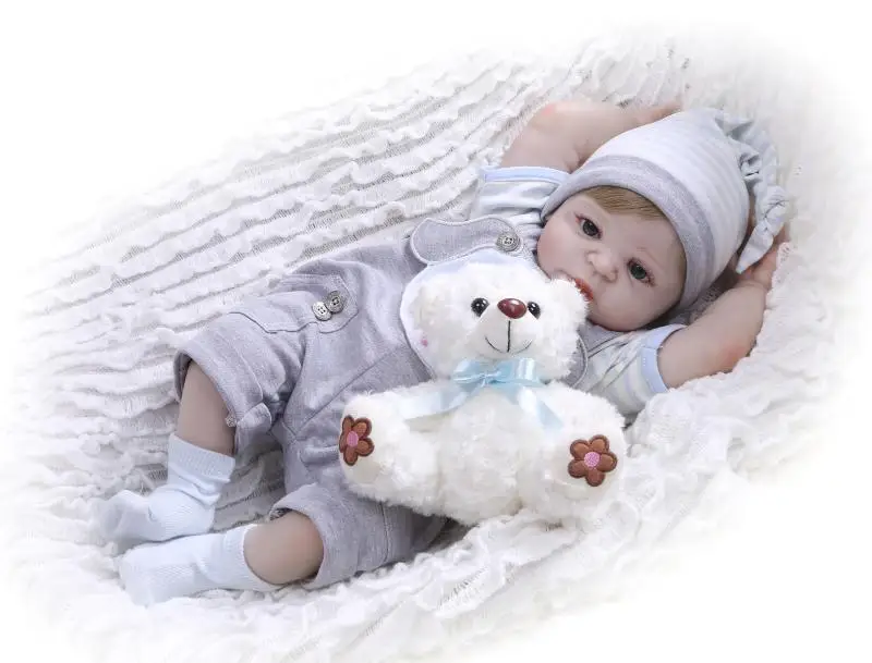 NPK bebe reborn menino Этническая кукла 55 см полностью силиконовая виниловая модель куклы