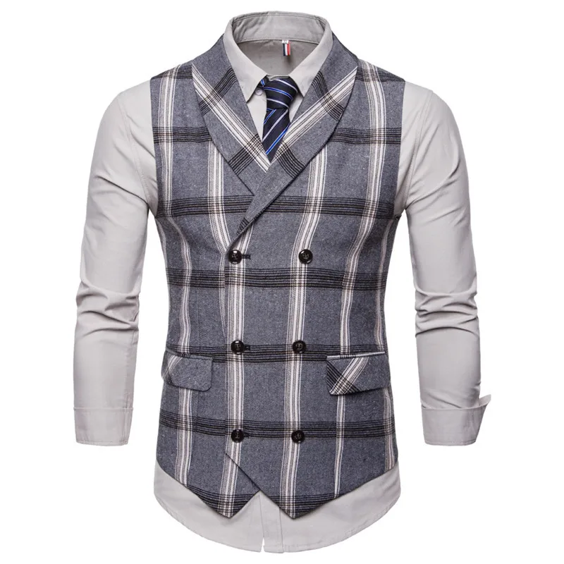 Riinr 2018 New Slim Fit Mens Waistcoat Casual Suit Vest Men Plaid Style Chalecos Hombre Business Dress Sleeveless Gilet | Мужская одежда