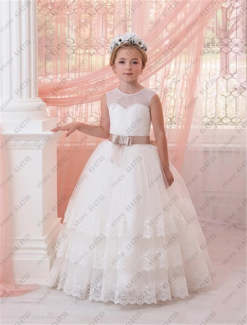 Кружевное платье для девочки с цветочным принтом на свадьбу бальные платья