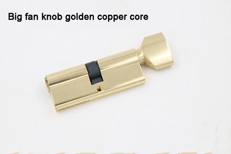 Big fan knob Gold Противоугонный дверной замок, медный замок, ядро безопасности 65 мм-70 мм, дверной цилиндр с 3 ключами, дверной замок, цилиндр для межкомнатных дверей - Цвет: Big fan knob Gold
