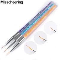 3pcs sequins nail art brush drawing painting carving pen design manicure tools 7911mm acrylic liner uv gel decoration tools