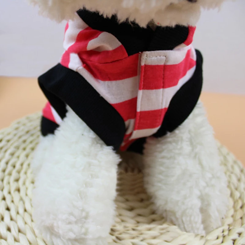 Одежда с рисунком собаки кошки Полосатое Пальто Хлопок Щенок Чихуахуа костюм для