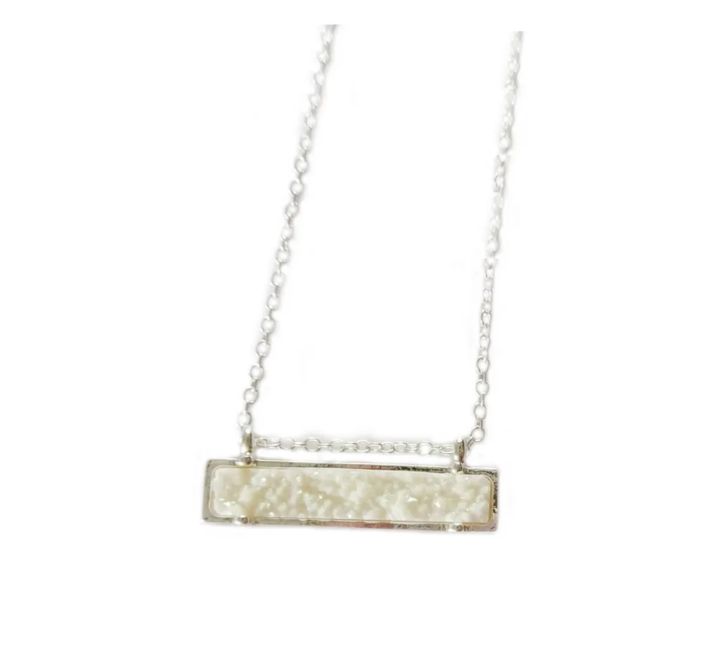 White in silver Бар стиль квадратные геометрические смолы друзы из синего мраморного камня вставки колье ожерелье подвески - Окраска металла: White in silver