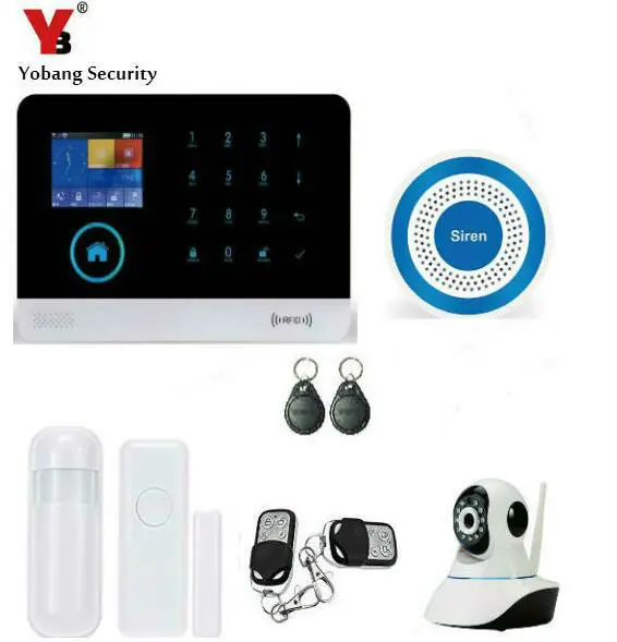 Yobang охранное приложение Wifi GSM GPRS SMS сигнализация RFID Arm/Disarm Автонабор охранной сигнализации DIY охранная сигнализация сирена сенсор наборы - Цвет: YB103216
