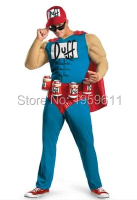 1 X косплей Мстители DUFF MAN DUFFMANParty костюм для взрослых комбинезоны мужская