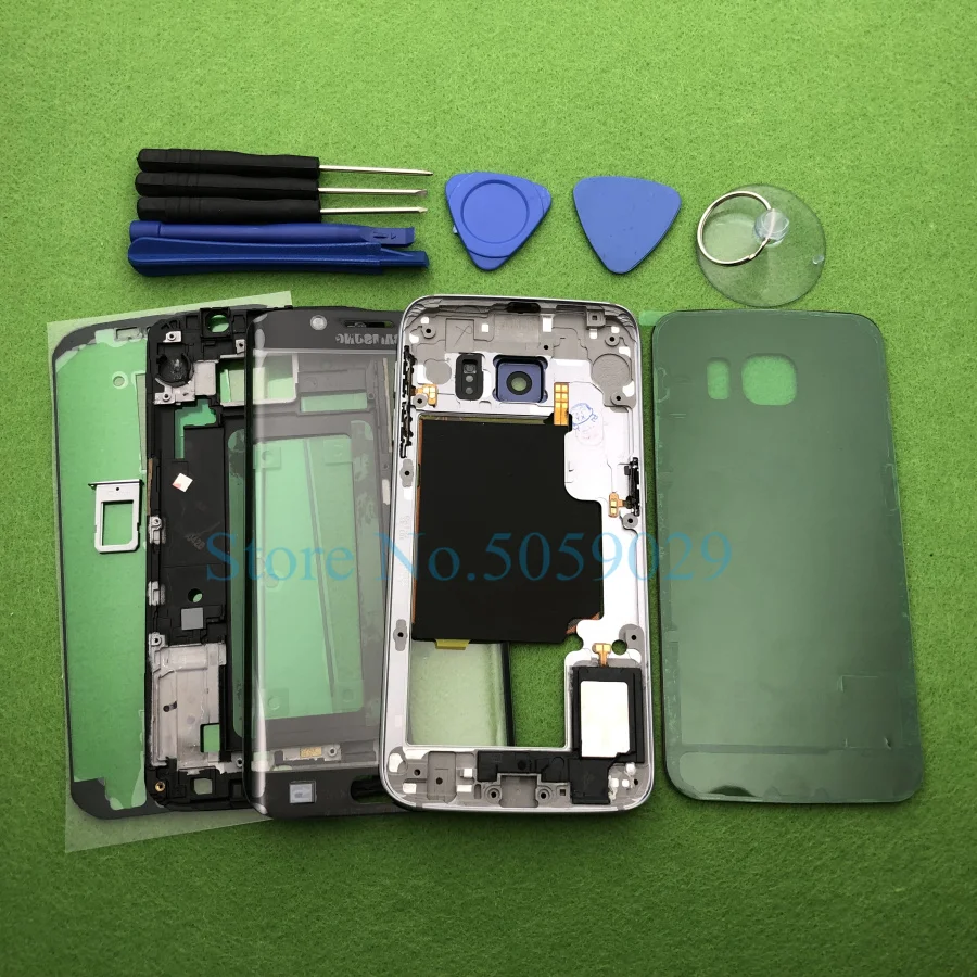 Для samsung Galaxy S6 Edge G925 G925F полный корпус чехол рамка средняя рамка задняя крышка+ Переднее стекло объектив Инструменты наклейка