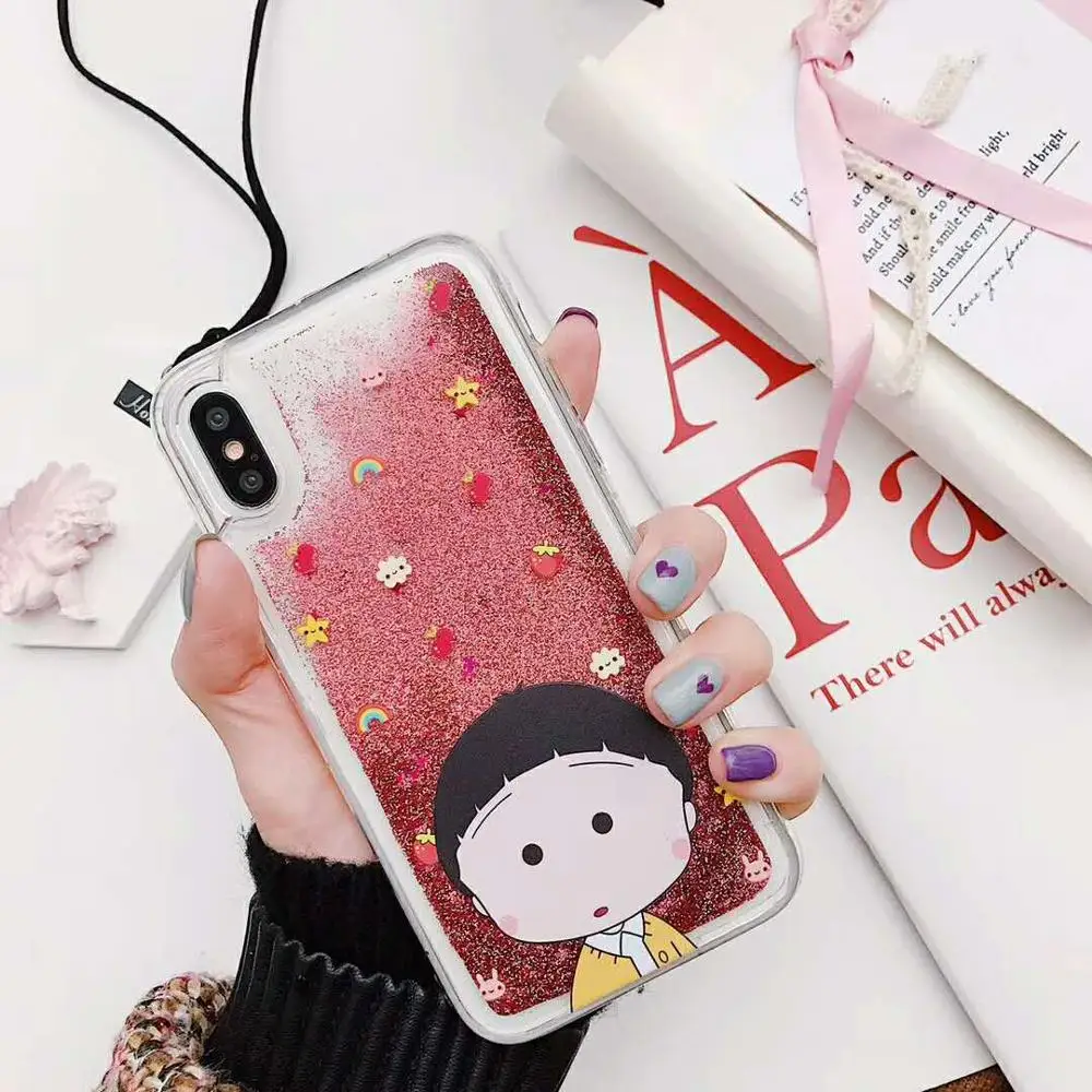Мультяшный блестящий чехол Sakura Maruko с зыбучим песком для iphone 6 6s 7 8 plus X XS MAX XR