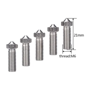 Сопло M6 из нержавеющей стали для филамента 0,40,60,81,01,2 мм, 1,753,0 мм