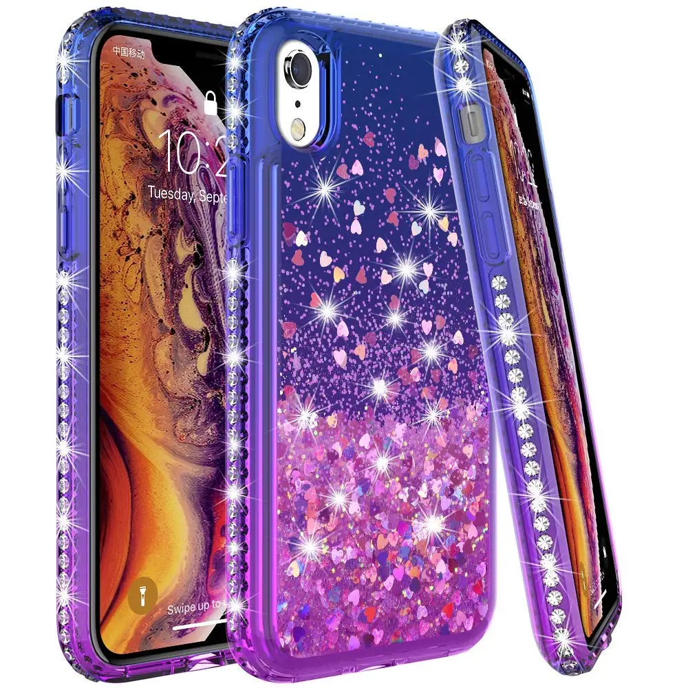 Чехол для iPhone XR XS Max градиентный зыбучий песок Блестящий жидкий плавающий плавный