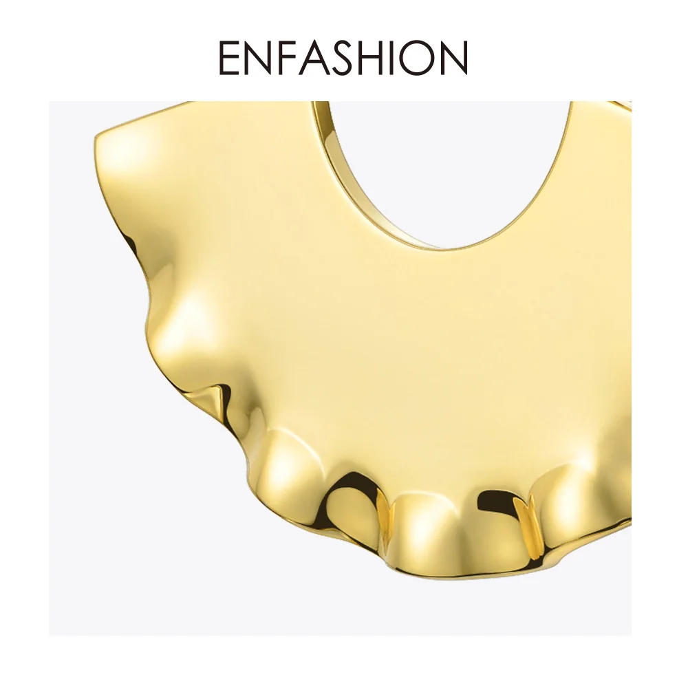 ENFASHION Fan геометрические Висячие серьги для женщин золотого цвета кривые большие висячие серьги Модные ювелирные изделия пендиентс Abanico EC191037