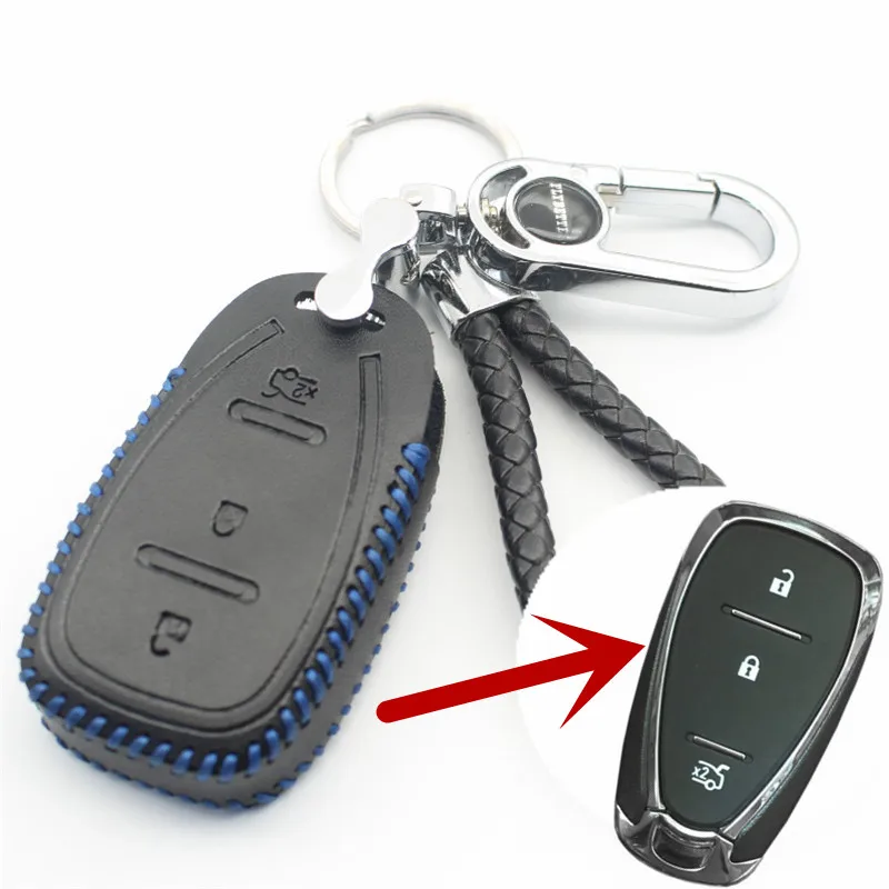FLYBETTER из натуральной кожи 3 кнопки без ключа корпус умного ключа Крышка для Chevrolet Cruze/Malibu xl/Equinox стайлинга автомобилей(B) L1655