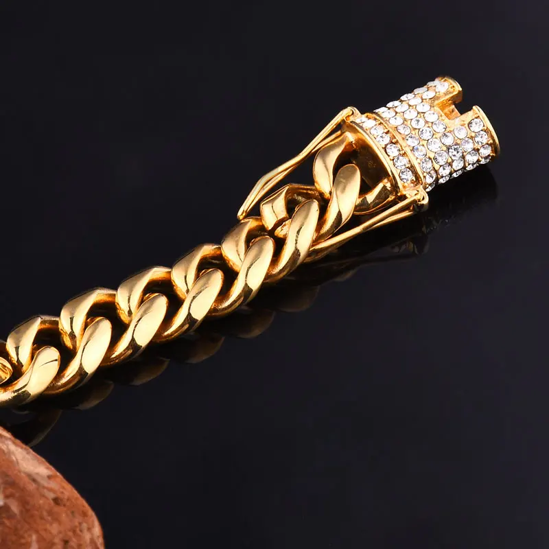 Ожерелье мужское из нержавеющей стали золотого цвета в стиле хип-хоп цепь