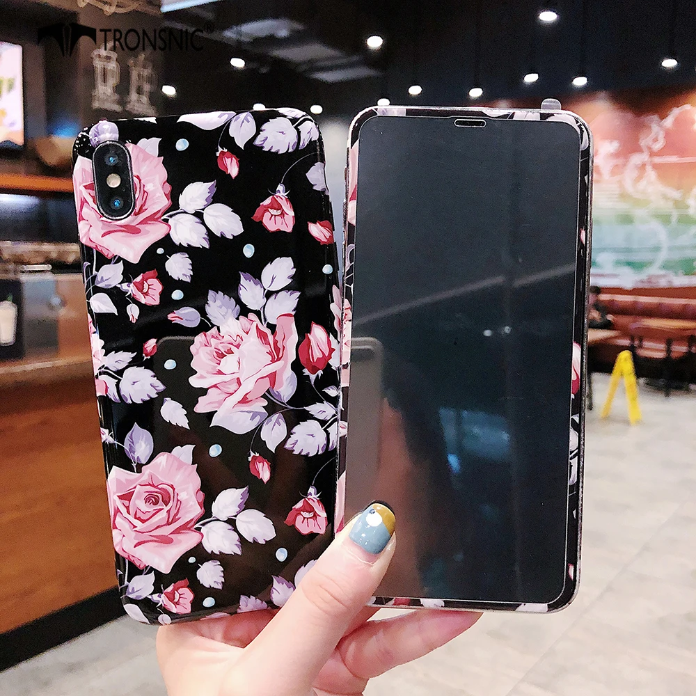 TRONSNIC чехол для iPhone X XS MAX XR черное Закаленное стекло Защитная пленка для iPhone 6s 7 8 Plus роскошное переднее стекло