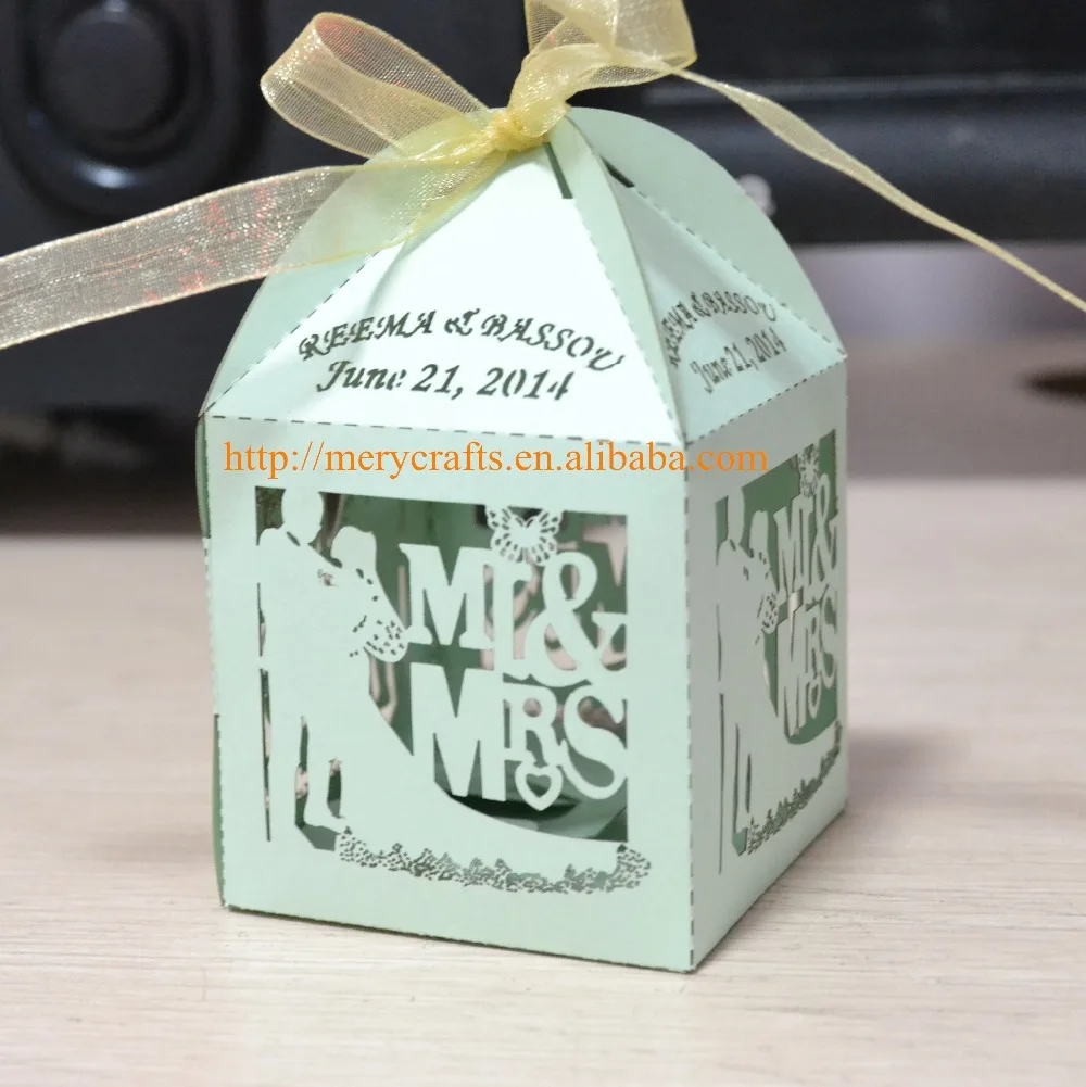 Paper Box Single Laser cut Mr &amp Mrs Wedding cupcake favor box | Дом и сад
