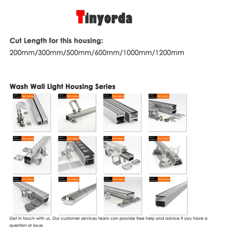 

Tinyorda TWH7056 10Pcs (1M Length) 60W72W Outdoor LED Wash Wall Light Heatsink Fixture fit 52mm PCB [Professional Manufacturer]