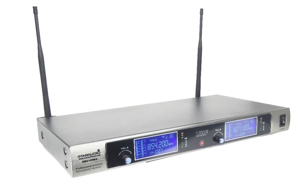 Profession Dual Channel UHF Microphone Easily Synchronize 2CH Wireless Handheld Digital Display Karaoke SMU-0206A | Электроника