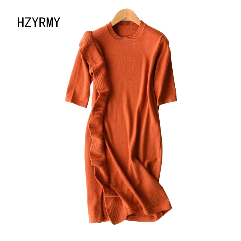 Hzyrmy новые весенние женские кашемировый свитер юбка с круглым вырезом короткий