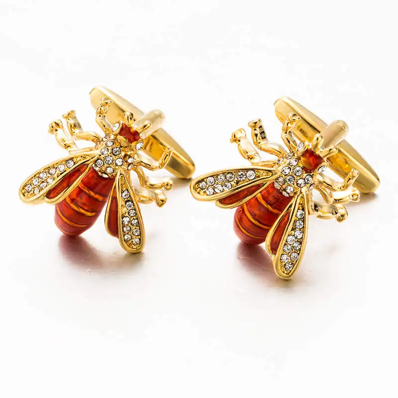 Высокое качество Мужские Запонки Забавные милые пчелы серебряное покрытие