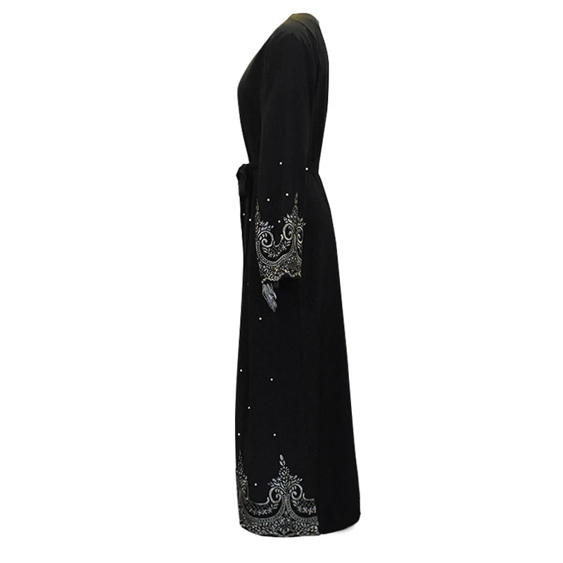 Жемчуг кафтан abaya Дубай Арабский Мусульманский платье хиджаб Vestido Абая для женщин Рамадан халат кафтан Elbise турецкий Исламский Одежда