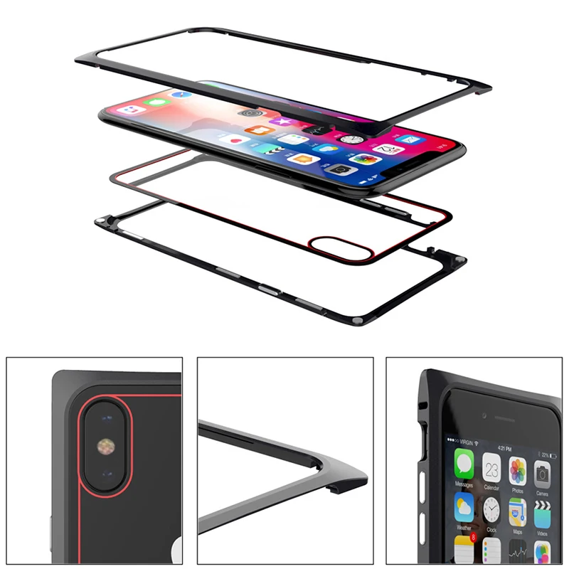 Чехол для телефона Gourde с магнитной адсорбцией iPhone 7 plus X Металлические Магнитные