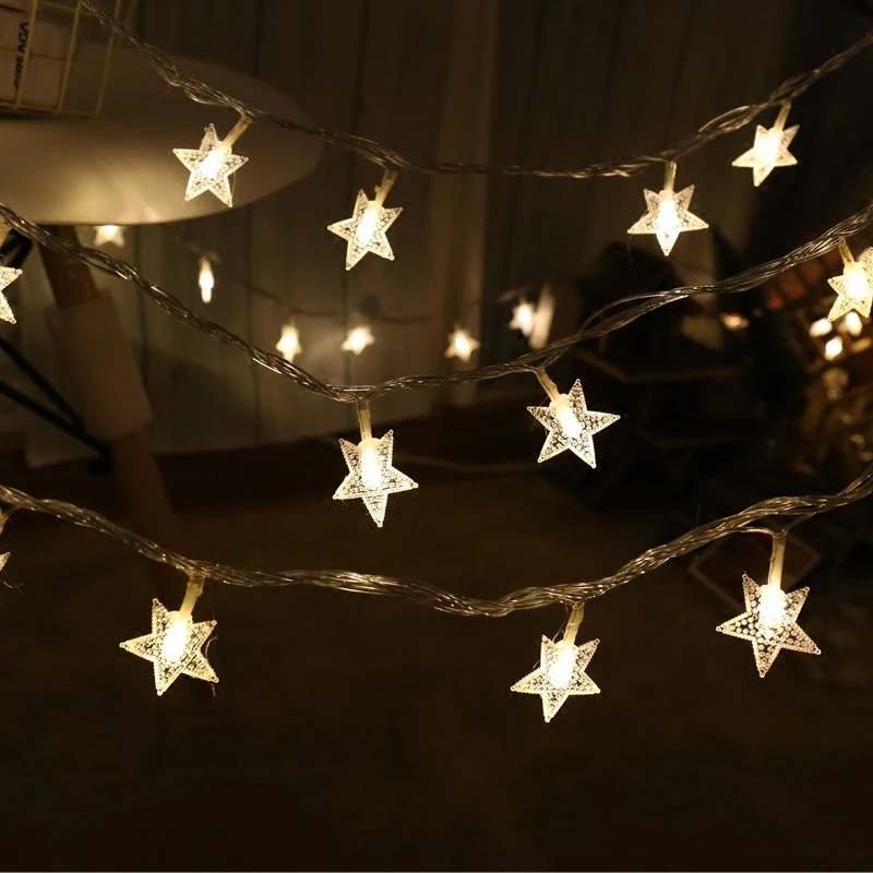 

220V 10M 50Led Lamp Christmas Tree Snow Star String Fairy Lights for outdoor Party Wedding Garden Garland Christmas Decorations